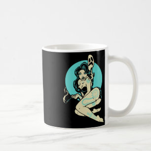 Caneca De Café Gótico Tatuado Menina Horror Ghost Moon Rockab