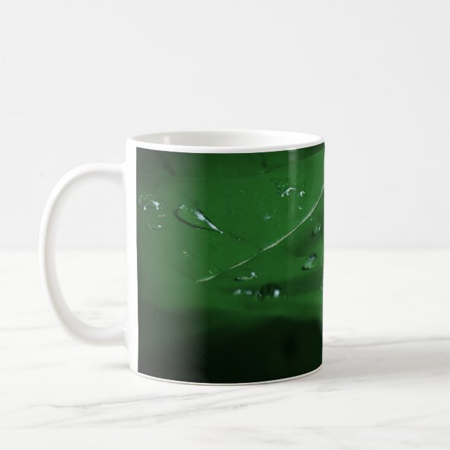 Caneca De Café Gotículas de chuva em uma folha (Esquerda)