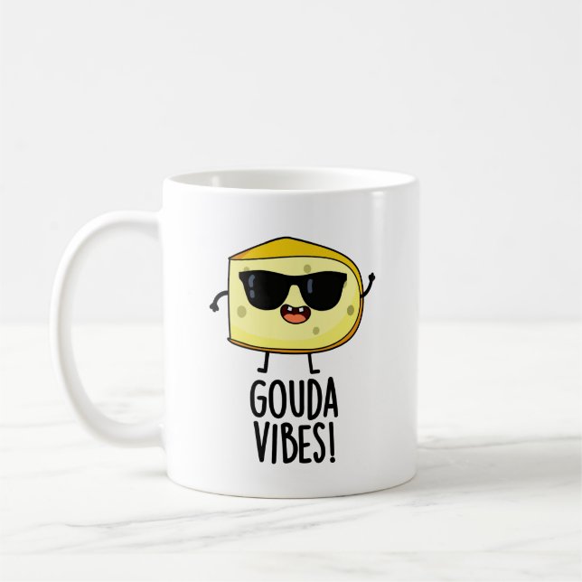 Caneca De Café Gouda Vibes Piada de Queijo Engraçada  (Esquerda)