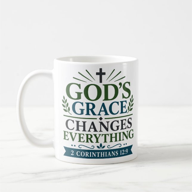 Caneca De Café Graça de Deus Muda Tudo Fé Cristã Clássica (Esquerda)