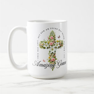 Caneca De Café Graça Floral Christian Cross