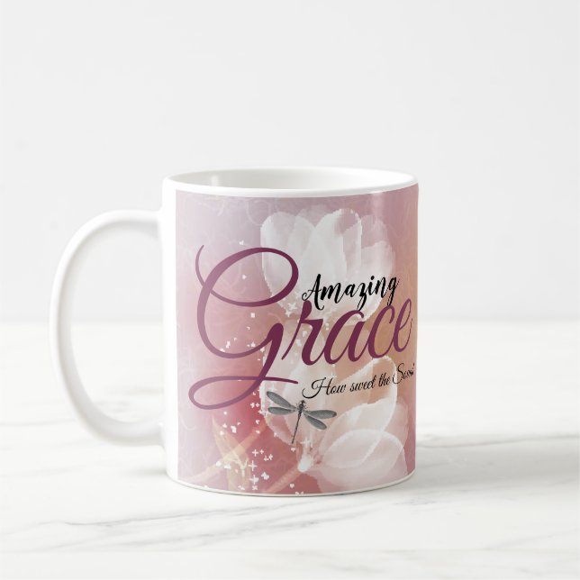 Caneca De Café Graça incrível Rosa Floral  (Esquerda)
