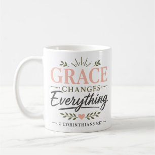 Caneca De Café Graça Muda Tudo Citação Espiritual Negrito