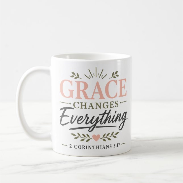Caneca De Café Graça Muda Tudo Citação Espiritual Negrito (Esquerda)
