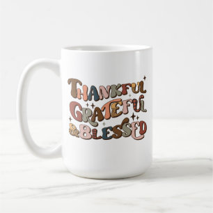 Caneca De Café Graças Grata e Abençoada Ação de Graças