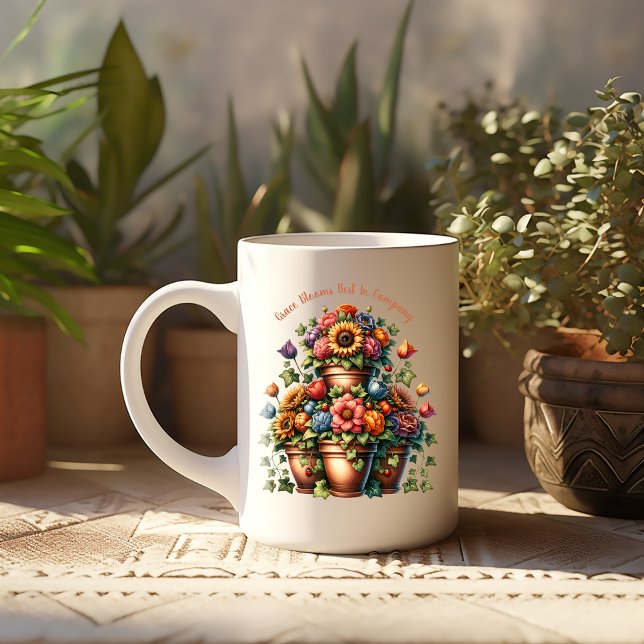 Caneca De Café Grace Blooms Melhor Em Companhia (Criador carregado)