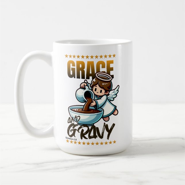 Caneca De Café Grace e Gravy - Efesianos 2:8 (Esquerda)