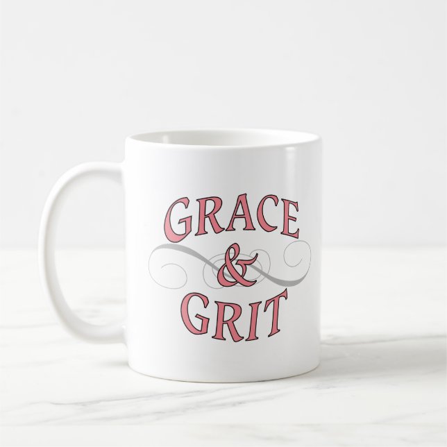 Caneca De Café Grace & Grit em rosa e Cinza (Esquerda)