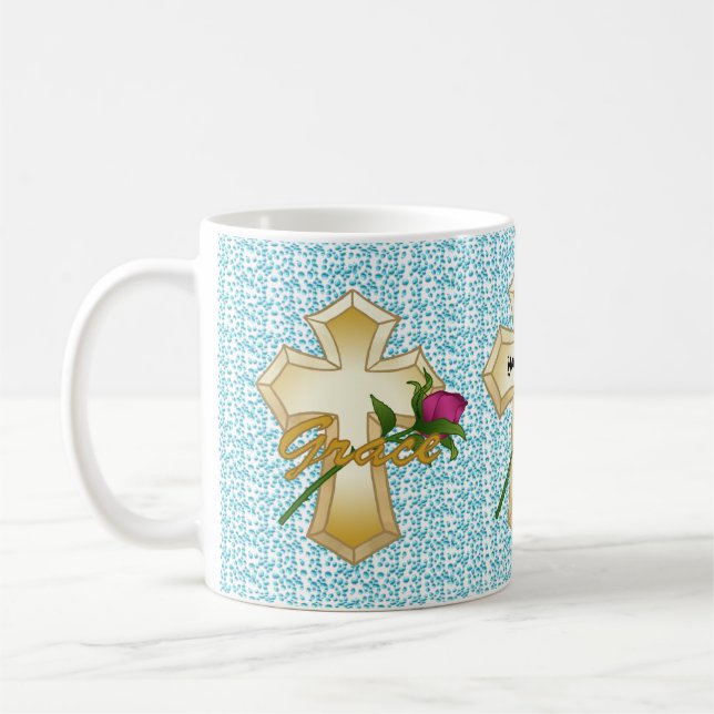 Caneca De Café Grace Rosa Christian Cross cang (Esquerda)