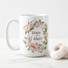 Caneca De Café Grace Sobre Grace - John 1:16 - Floral