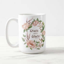 Caneca De Café Grace Sobre Grace - John 1:16 - Floral