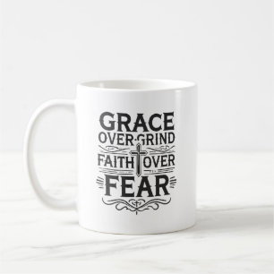 Caneca De Café Grace Sobre Grind, Fé Sobre Medo - Inspiração
