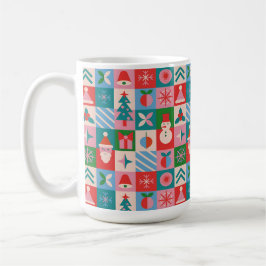 Caneca De Café Grade Colorido de Natal com Ícones de Feriado