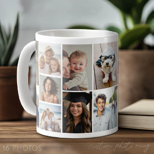 Caneca De Café Grade de colagem de 16 fotos - Grade branca minima