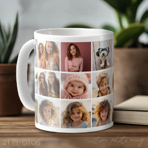 Caneca De Café Grade de colagem de 21 fotos - moderno, minimalist