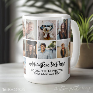 Caneca De Café Grade de colagem de fotos 16 - 2 caixas de texto -