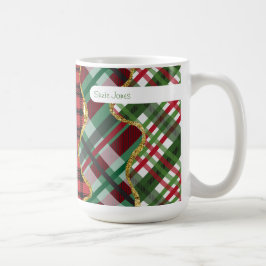 Caneca De Café Grade de xadrez de relâmpago de Natal