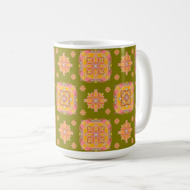 Caneca De Café Grade Floral  (Frente Esquerda)