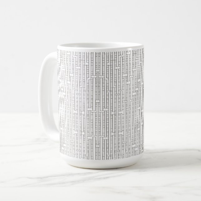 Caneca De Café Grade Industrial-Preto E Branco Moderno Geométrico (Frente Esquerda)