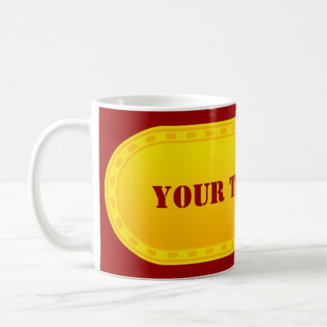 Caneca De Café gradiente amarelo do BANNER do BOTÃO + texto (Esquerda)