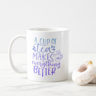 Caneca De Café Gradiente Azul Roxo Citação para Amantes de Chá