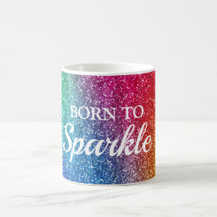 Caneca De Café Gradiente de Arco-íris Brilhante com Glitter Nasci