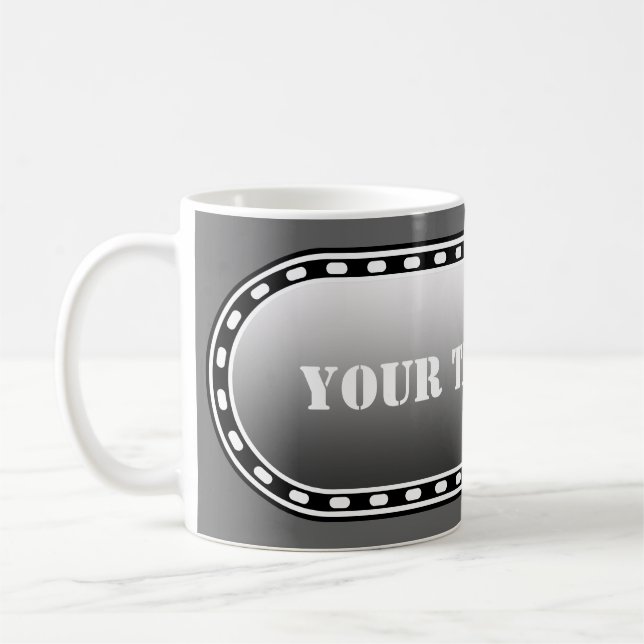 Caneca De Café gradiente de cinza preta do BANNER de BOTÃO + text (Esquerda)