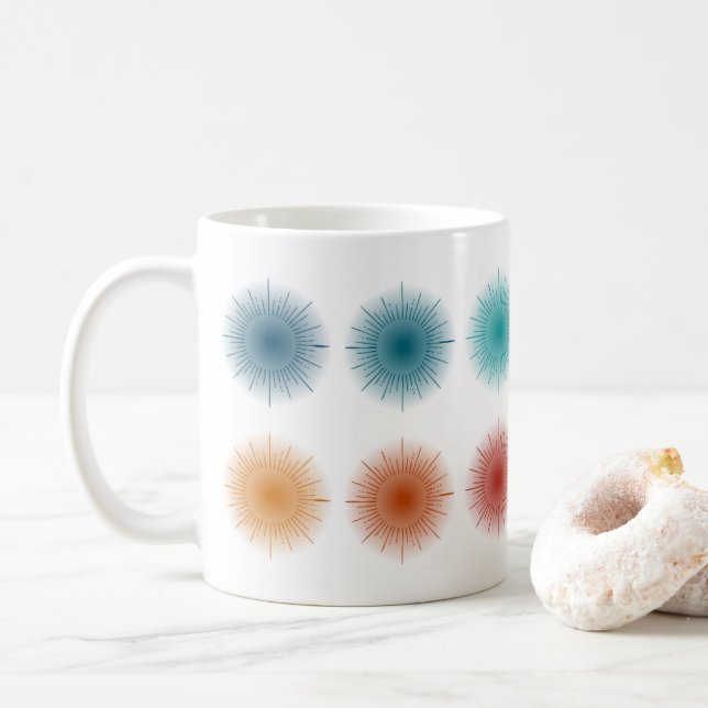 Caneca De Café Gradiente de Cor do Sol (Com Donut)