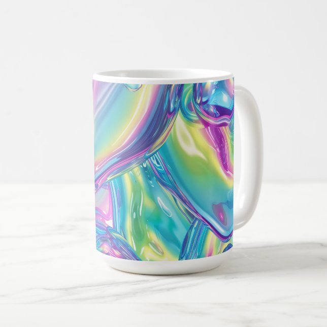 Caneca De Café Gradiente de Metal Líquido Holográfico Aura Estéti (Frente Esquerda)