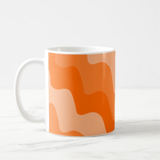 Caneca De Café gradiente de ondas do oceano laranja ondulado (Esquerda)