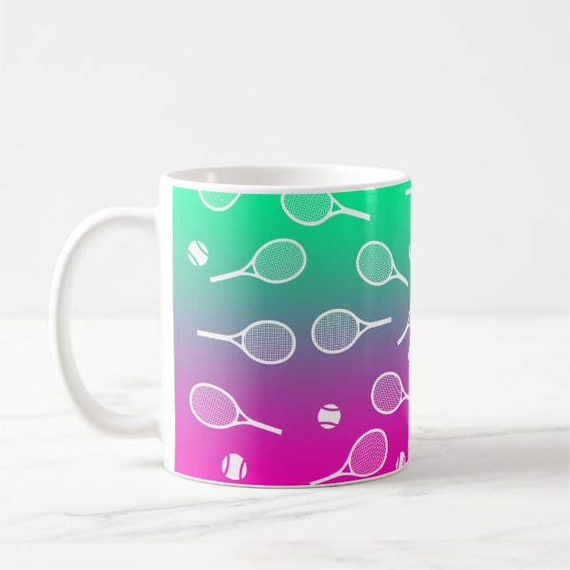 Caneca De Café Gradiente de Padrão de Raquetas Retro-Tênis de Bra (Esquerda)