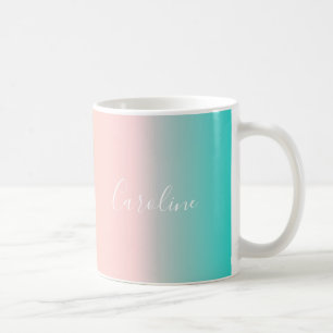 Caneca De Café Gradiente de Pastel de Verão   Nome de Script Per