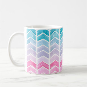 Caneca De Café Gradiente geométrico de cor aquosa pintado à mã
