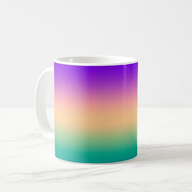 Caneca De Café Gradiente ombre verde amarelo rosa roxo suave borr (Frente Esquerda)