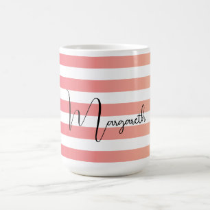 Caneca De Café Gradiente Rosa Personalizado - Listras Negra
