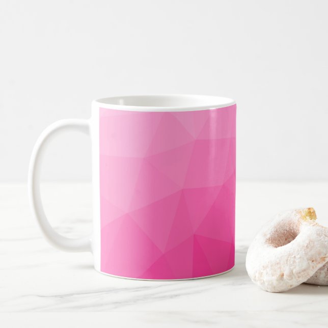 Caneca De Café Gradiente Rosa Quente Padrão de Malha Geométrica (Com Donut)