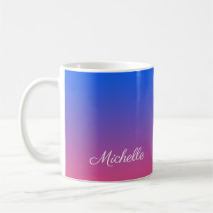 Caneca De Café Gradiente verde-azul e cor-de-rosa personalizado