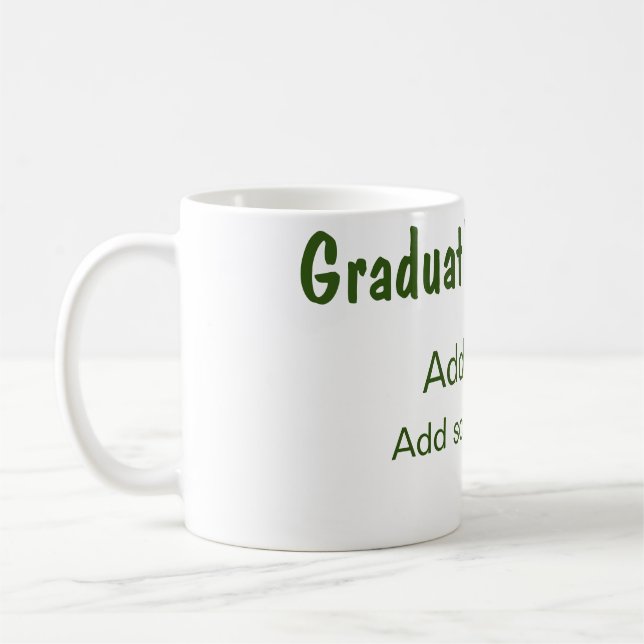 Caneca De Café Graduação 20XX acrescentar nome de ano escola verd (Esquerda)