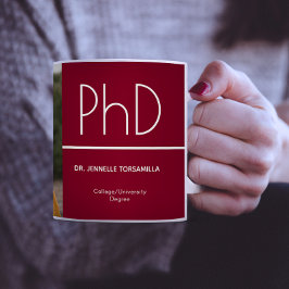 Caneca De Café Graduação Branca de PhD Graduação Burgundy