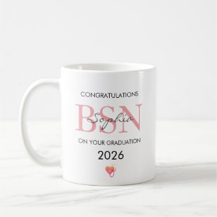 Caneca De Café Graduação BSN Nome Personalizado Turma de 2026