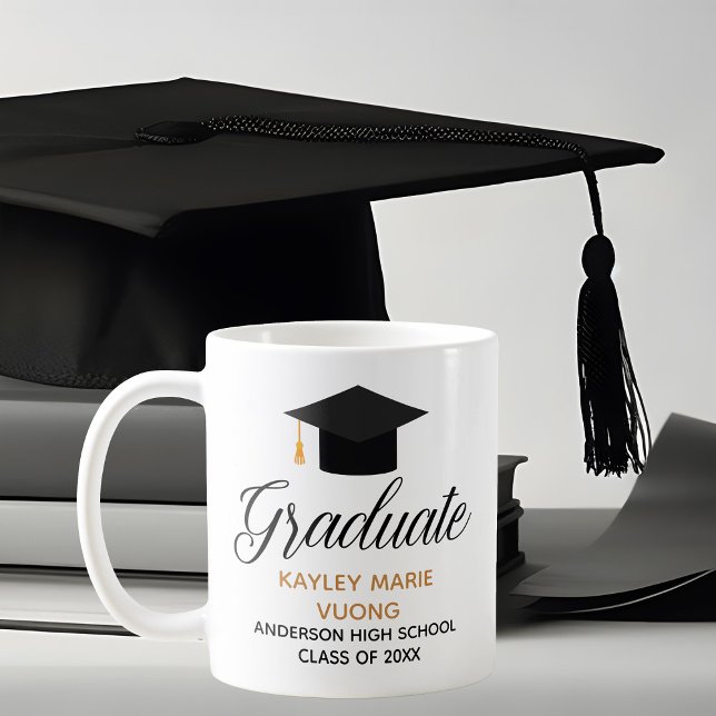 Caneca De Café Graduação Comemorativa Personalizada Chic (Criador carregado)