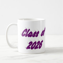 Caneca De Café Graduação da turma de 2026 com tipografia roxa
