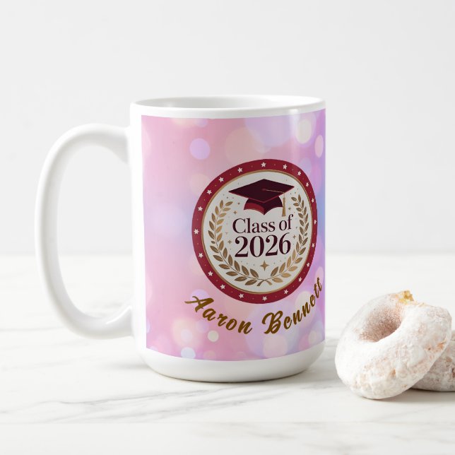 Caneca De Café Graduação da Turma de 2026 da Purple Class  (Com Donut)