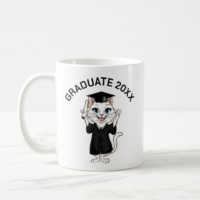 Caneca De Café Graduação de Cat Personalizada (Esquerda)