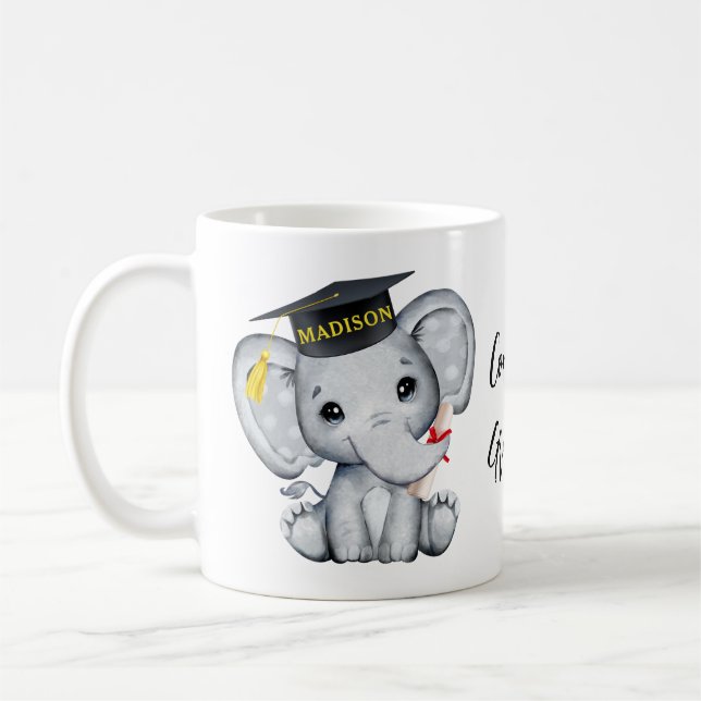 Caneca De Café Graduação de Elefante Bonito (Esquerda)