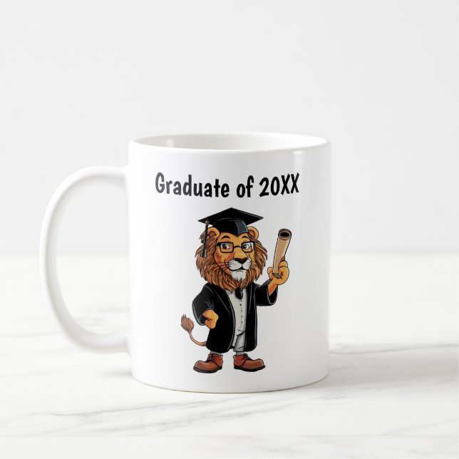 Caneca De Café Graduação de Leão Personalizada (Esquerda)