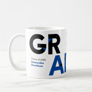 Caneca De Café Graduação de Letras Ângulo Grande Azul