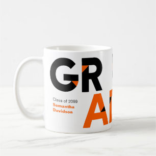 Caneca De Café Graduação de Letras Ângulo Grande Laranja - Corte