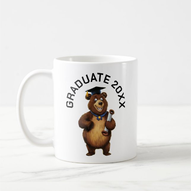 Caneca De Café Graduação de Urso Personalizada (Esquerda)