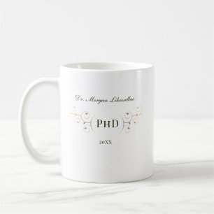 Caneca De Café Graduação Dourada Elegante PhD